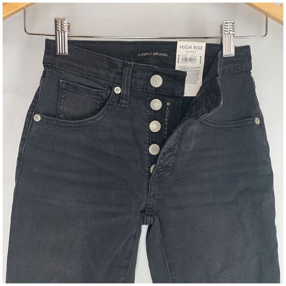 LUCKY BRAND Bridget Jeans Black Denim Button Fly Skinny High Rise NEW - Picture 5 of 10
